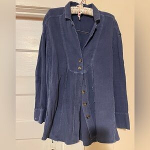 Women's Blue Button-Up Light Spring Free People Jacket